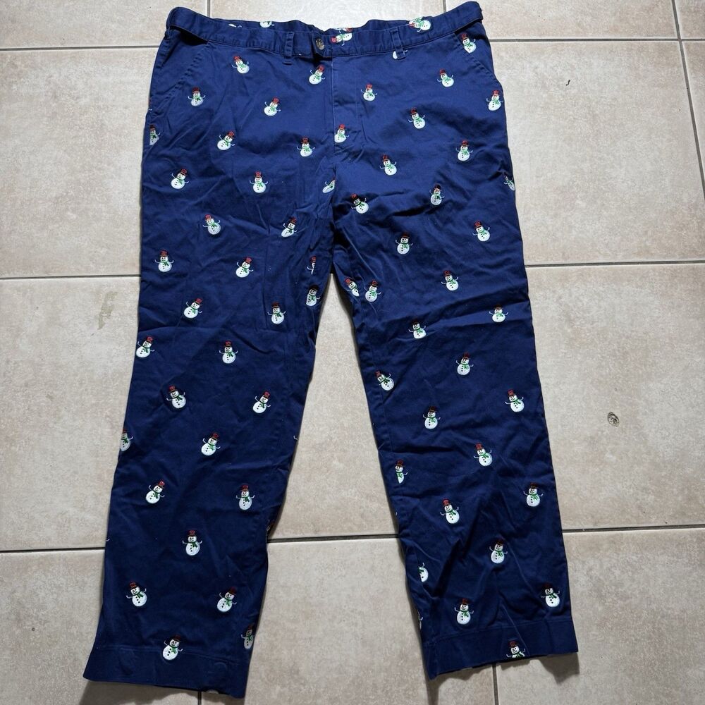 Loudmouth Men’s 42x32 Blue Golf Pants Snowman North Pole Christmas Edition